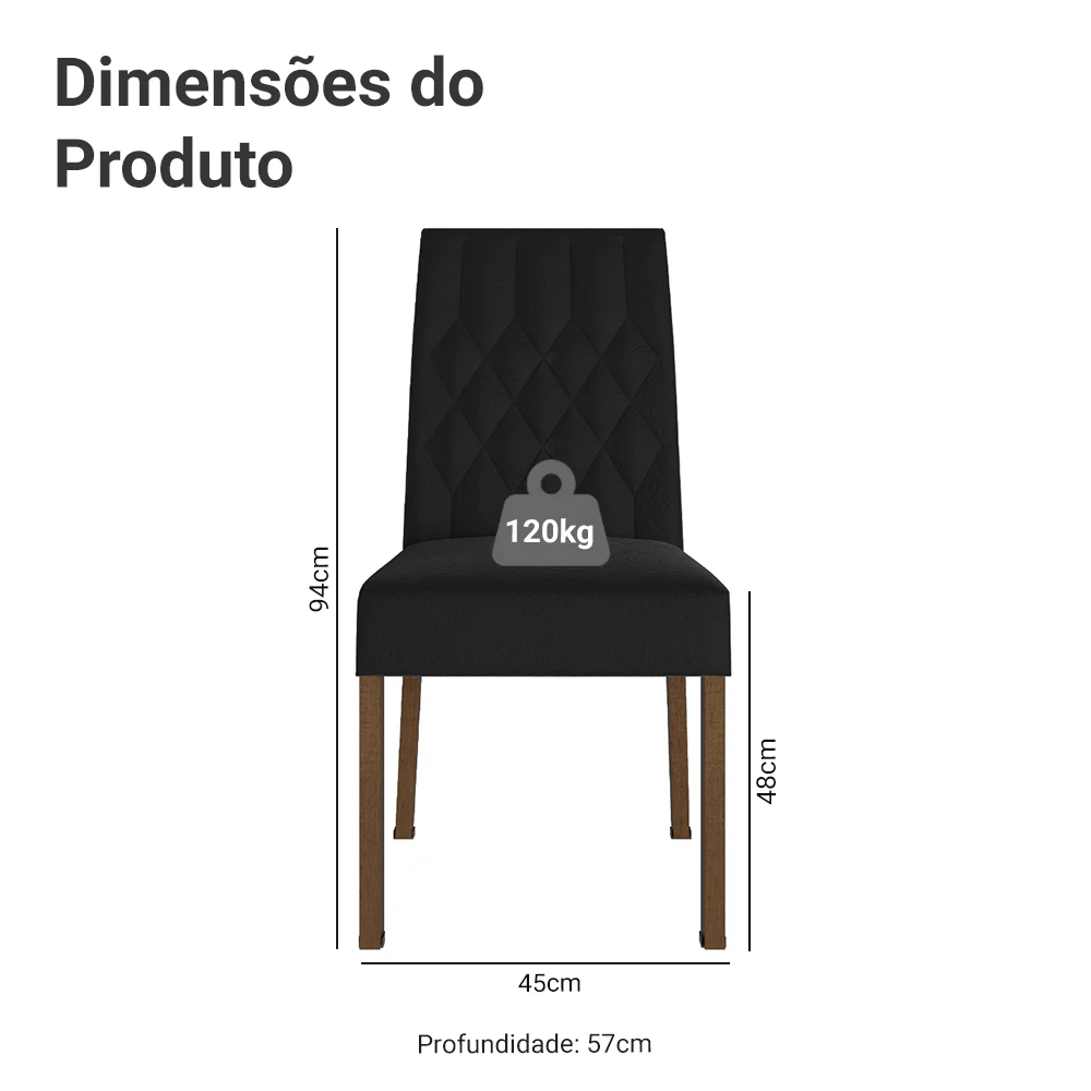 Kit 4 Cadeiras de Jantar 4256 Rustic/Oxford Madesa - Image 3