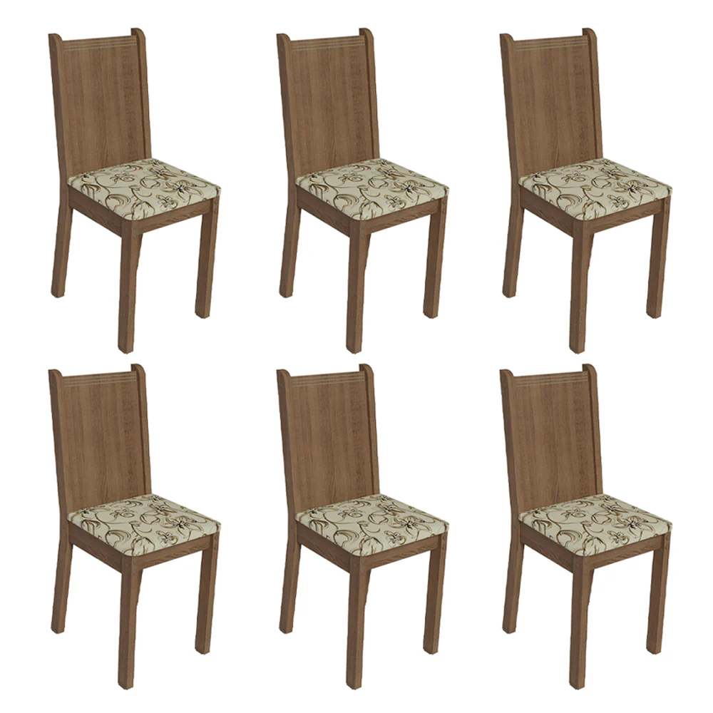 Kit 6 Cadeiras 4290 Madesa Rustic/Lírio Bege - Image 2