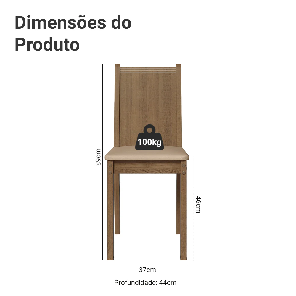 Kit 6 Cadeiras 4290 Madesa Rustic/Sintético Bege - Image 3