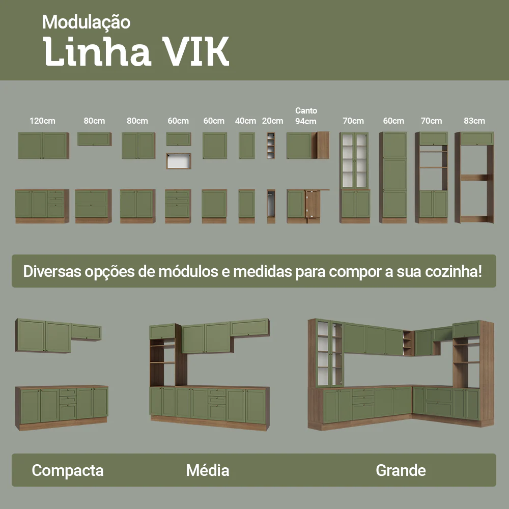 Kit Balcão + Cristaleira 70 cm Rustic/Verde Vik Madesa 01 - Image 9