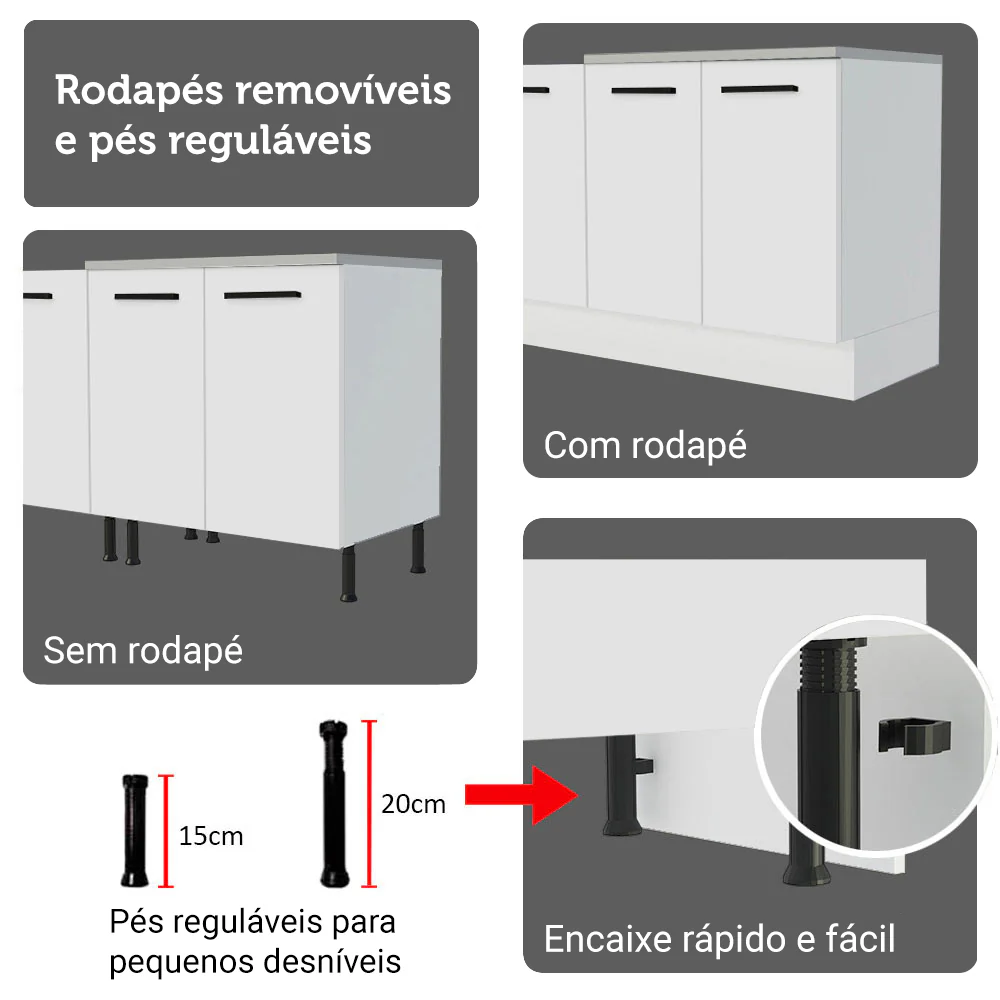 Kit Balcão + Cristaleira 70cm Branco Agata Madesa 01 - Image 9