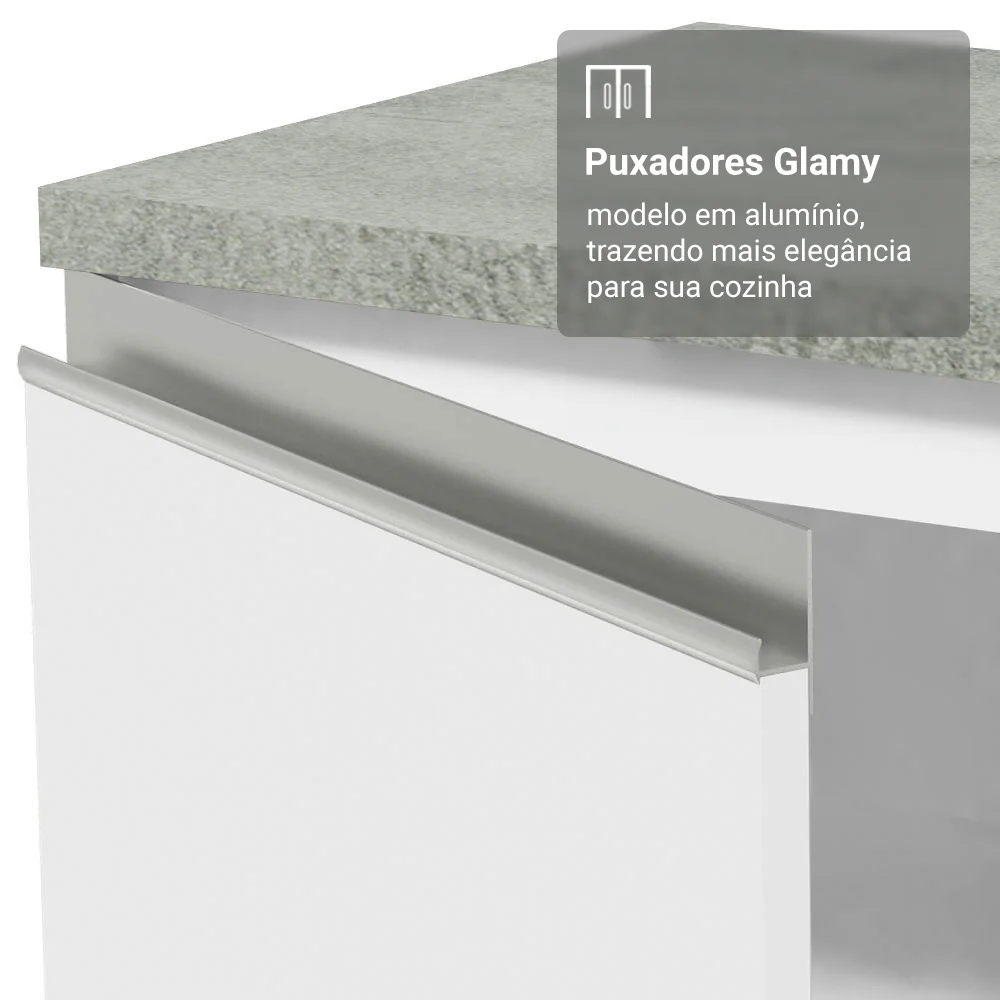 Kit Balcão + Cristaleira 70cm Branco Glamy Madesa 02 - Image 6