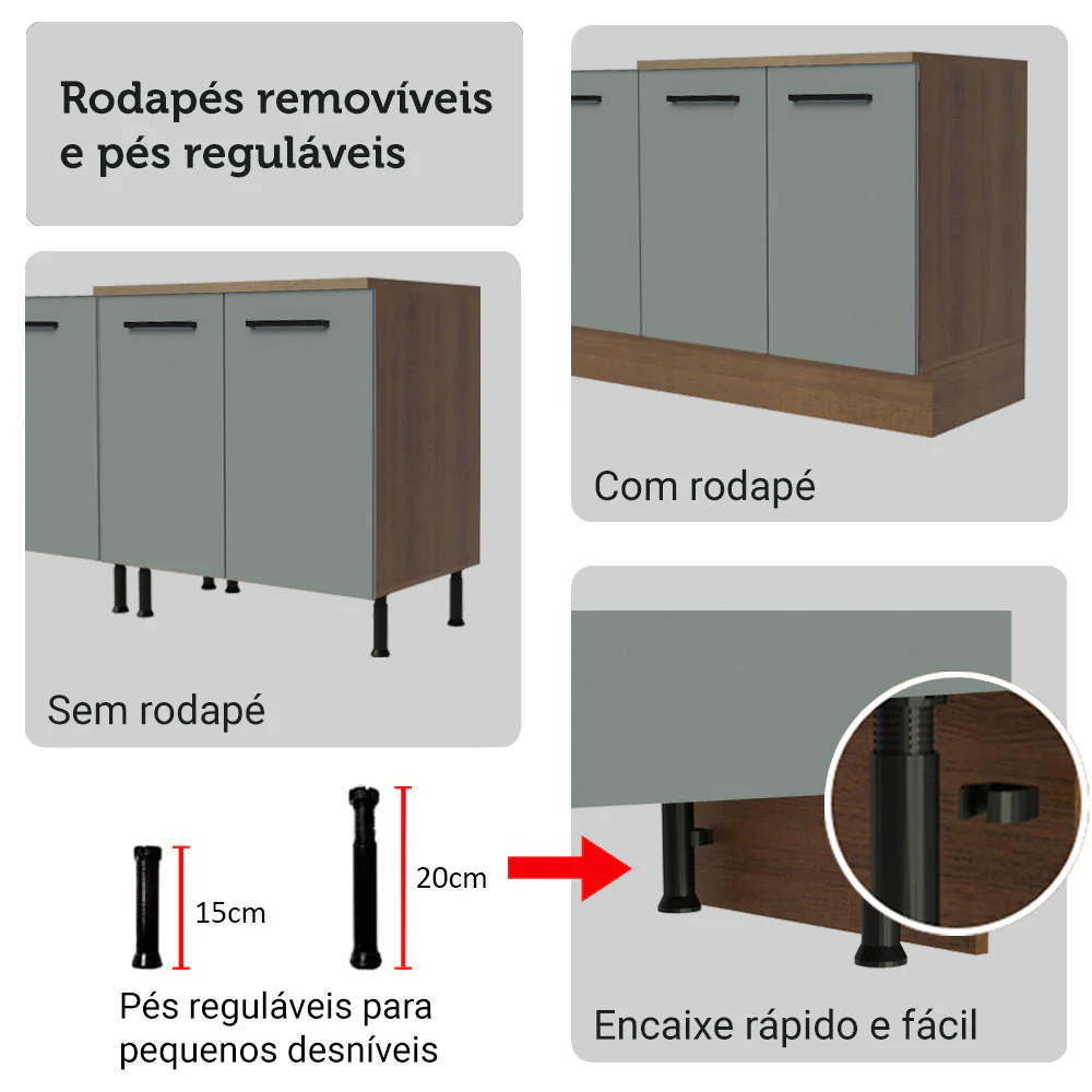 Kit Balcão + Cristaleira 70cm Rustic/Cinza Agata Madesa 01 - Image 9