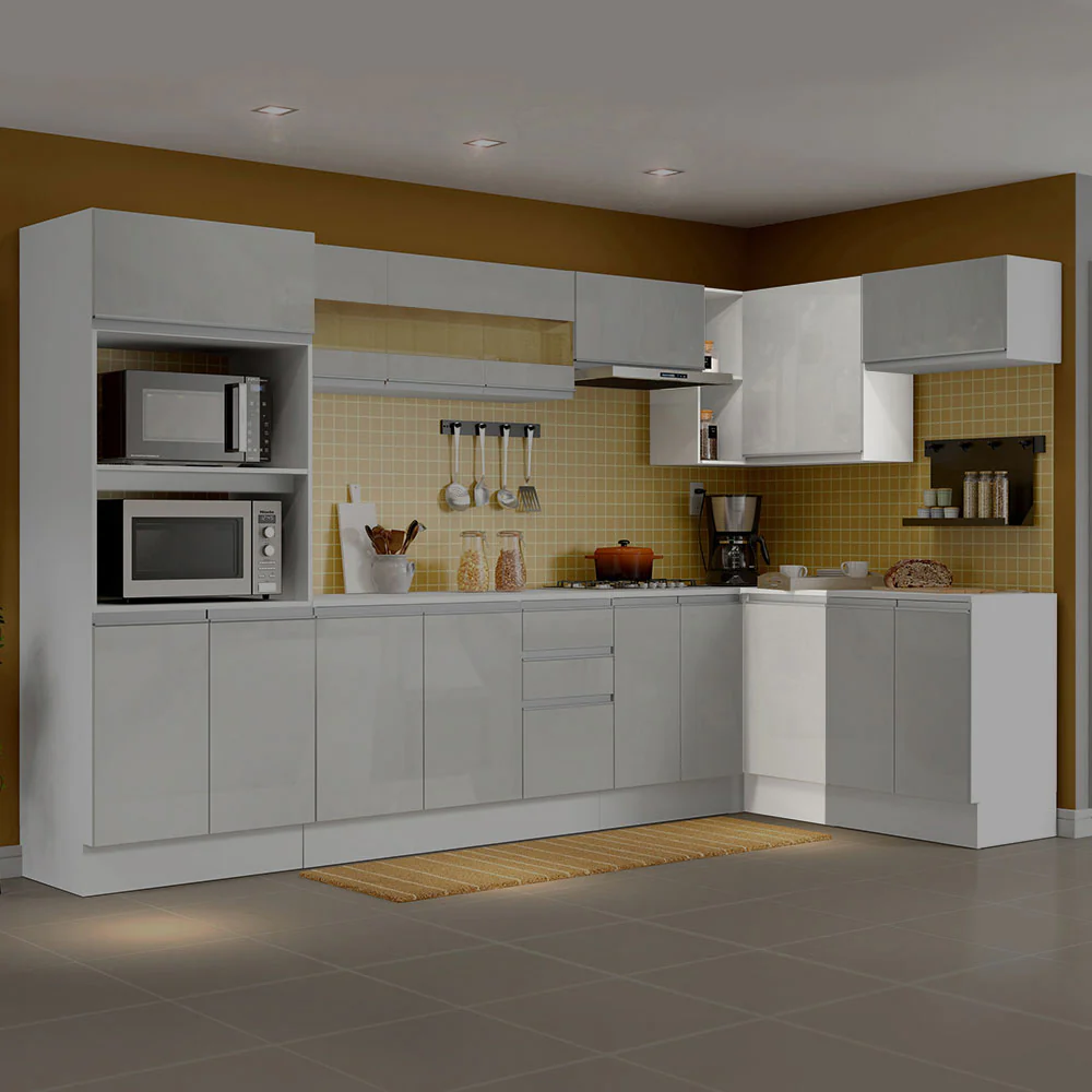 Kit Canto Madesa Smart 100% MDF 2 Portas e Nicho Frentes Branco Brilho - Image 6
