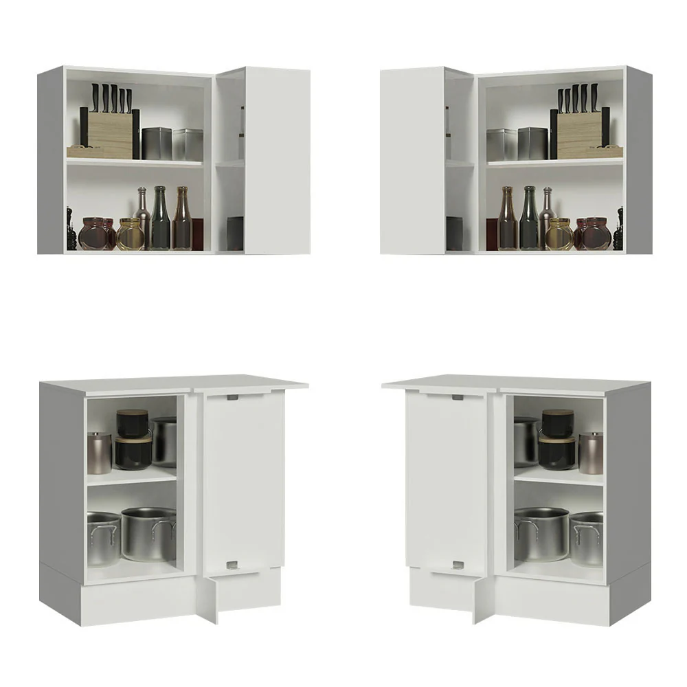 Kit Canto Reto Madesa Smart 2 Portas e Nicho com tampo Rustic/Crema/Branco - Image 7