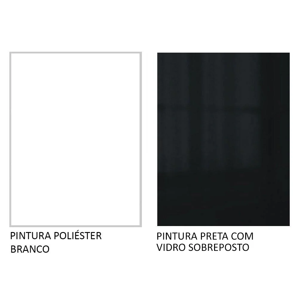 Kit com 2 Balcões de Cozinha 4 Portas 3 Gavetas 200 x 60 cm (Sem Tampo e Pia) Branco/Preto Lux Madesa - Image 12