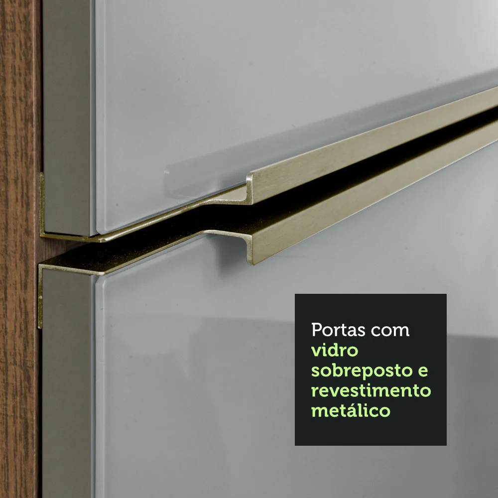Kit com 2 Balcões de Cozinha 4 Portas 3 Gavetas 200 x 60 cm (Sem Tampo e Pia) Rustic/Cinza Lux Madesa - Image 8