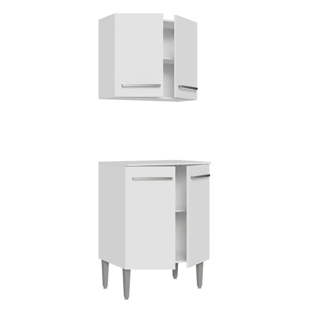 Kit com Armário Aéreo e Balcão 64cm Branco Emilly Madesa - Image 5