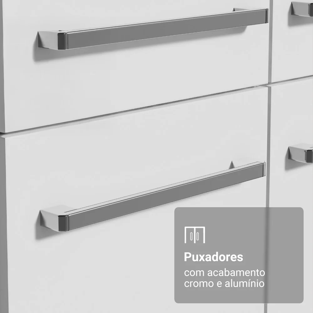 Kit com Armário Aéreo e Balcão 64cm Branco Emilly Madesa - Image 6