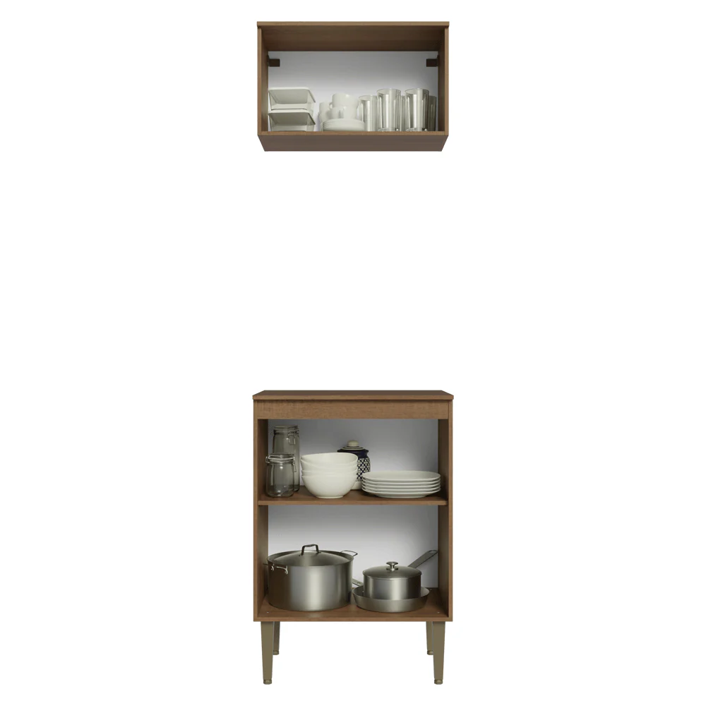 Kit Cozinha com Armário Aéreo e Balcão 60 cm Rustic/Preto Lille Madesa - Image 2