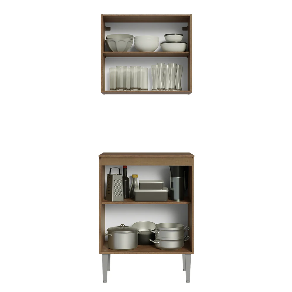 Kit com Armário Aéreo e Balcão 64cm Rustic Emilly Madesa - Image 4