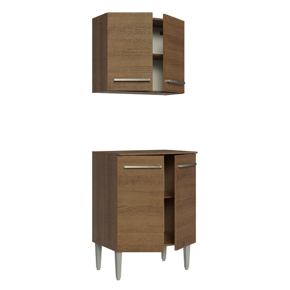 Kit com Armário Aéreo e Balcão 64cm Rustic Emilly Madesa - Image 5