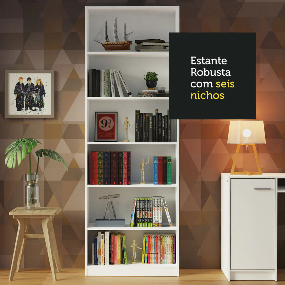 Kit Madesa Estante Livreiro 6908 + Estante Livreiro 6907 Branco - Image 7