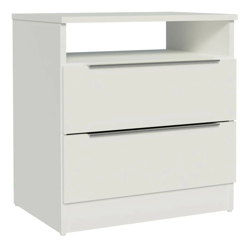 Mesa de Cabeceira Madesa 3227 com 2 Gavetas Branco - Image 2