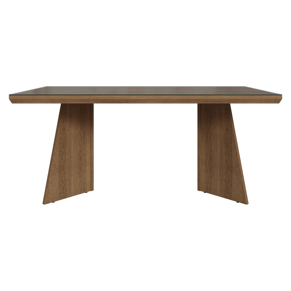Mesa de Jantar Retangular Tampo com Moldura e Vidro Sobreposto Rustic 5389 Madesa - Image 4
