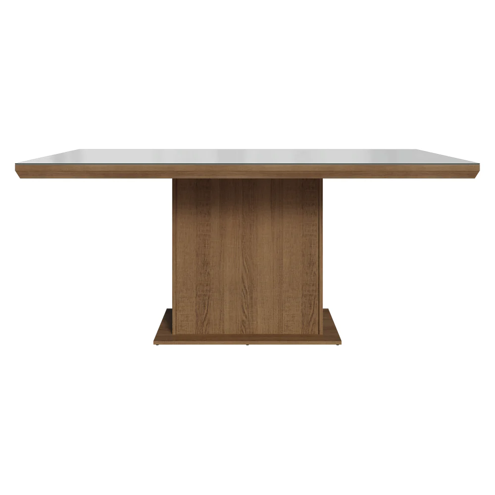 Mesa de Jantar Retangular Tampo com Moldura e Vidro Sobreposto Rustic/Branco 5275 Madesa - Image 4