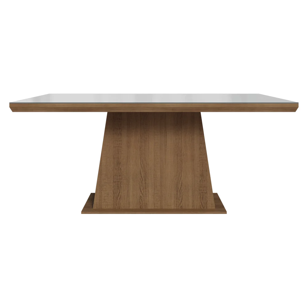 Mesa de Jantar Retangular Tampo com Moldura e Vidro Sobreposto Rustic/Branco 5364 Madesa - Image 4