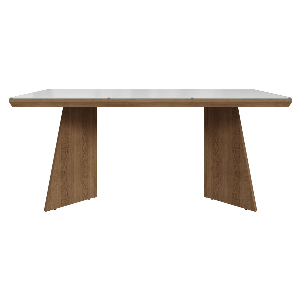 Mesa de Jantar Retangular Tampo com Moldura e Vidro Sobreposto Rustic/Branco 5389 Madesa - Image 4