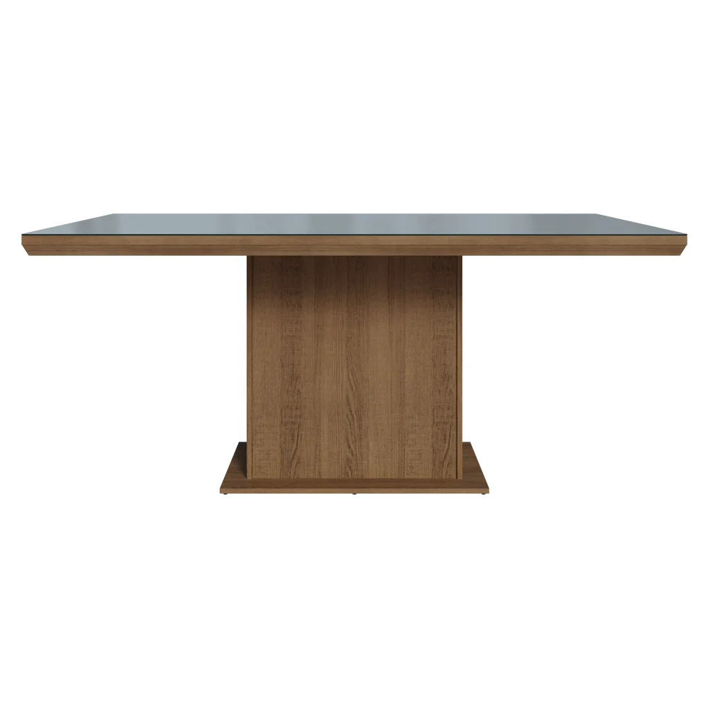 Mesa de Jantar Retangular Tampo com Moldura e Vidro Sobreposto Rustic/Cinza 5275 Madesa - Image 4