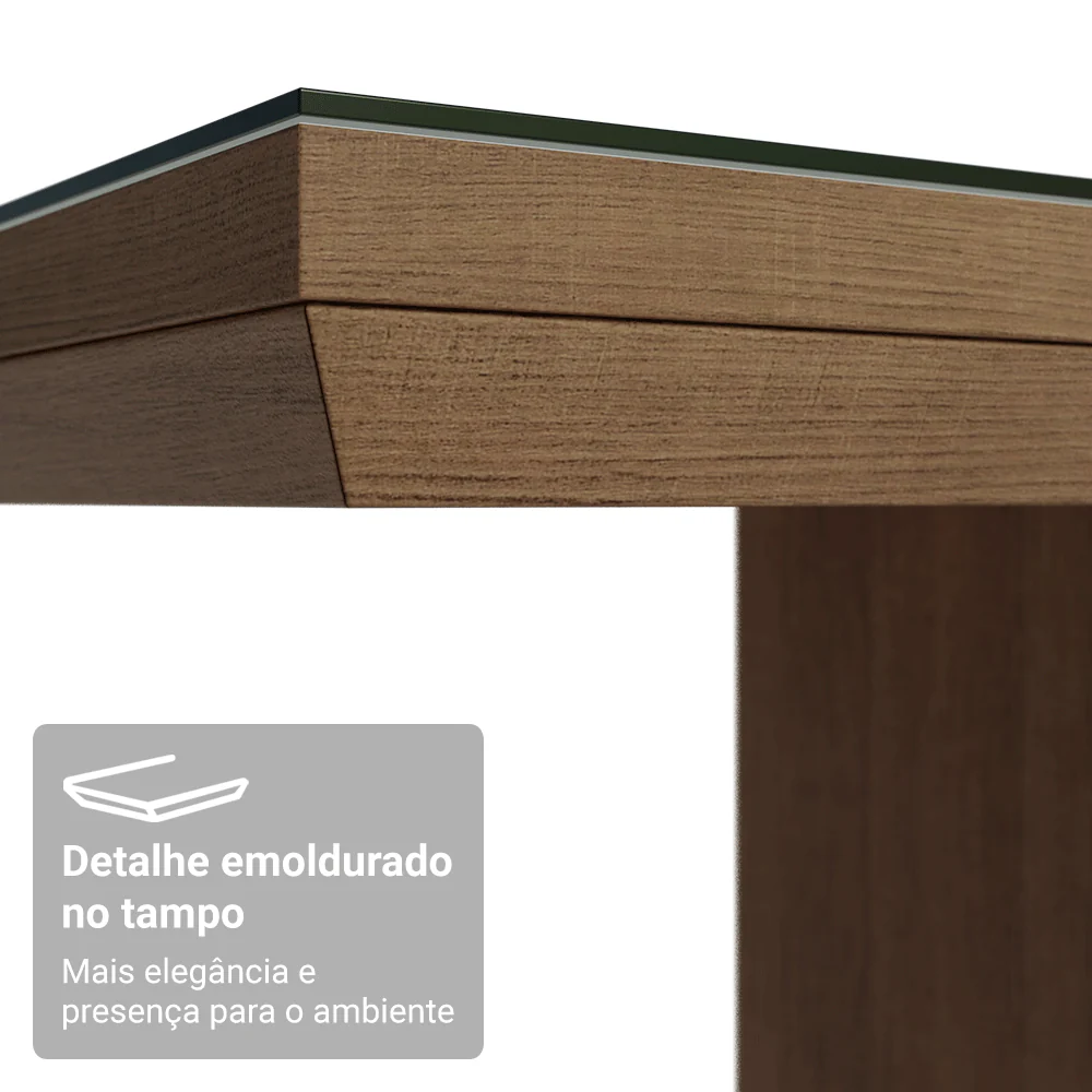 Mesa de Jantar Retangular Tampo com Moldura e Vidro Sobreposto Rustic/Cinza 5275 Madesa - Image 6