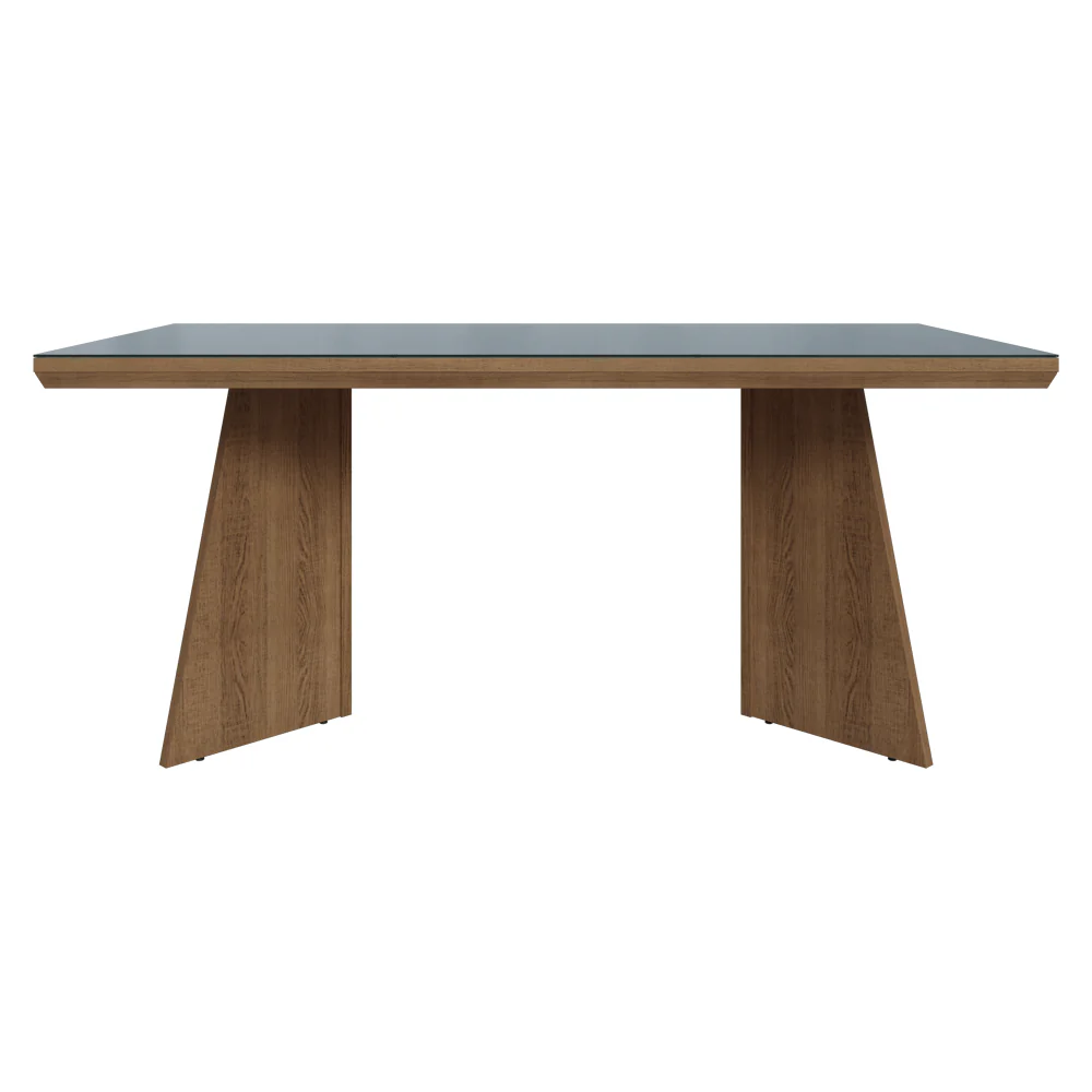 Mesa de Jantar Retangular Tampo com Moldura e Vidro Sobreposto Rustic/Cinza 5389 Madesa - Image 4