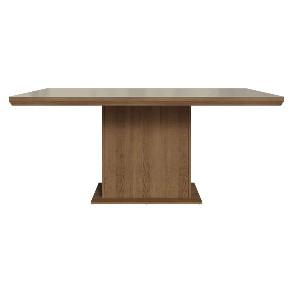 Mesa de Jantar Retangular Tampo com Moldura e Vidro Sobreposto Rustic/Crema 5275 Madesa - Image 4