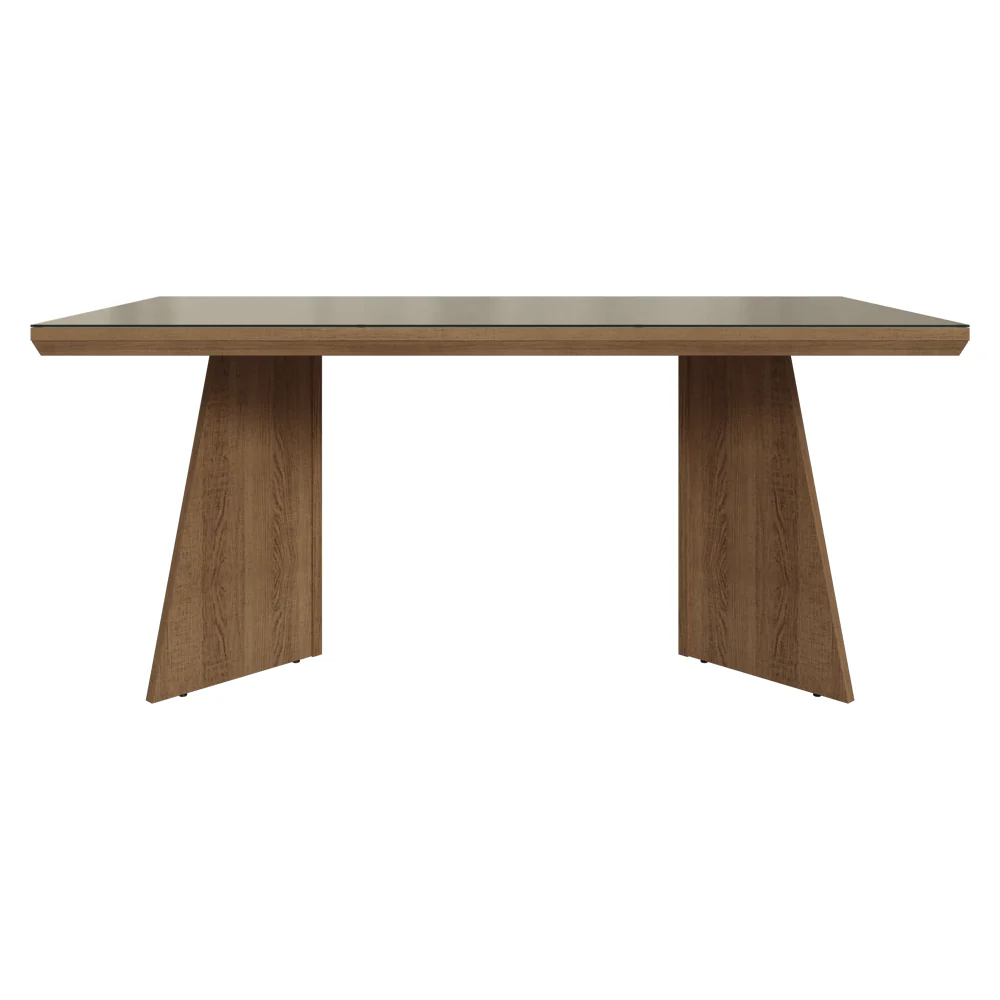 Mesa de Jantar Retangular Tampo com Moldura e Vidro Sobreposto Rustic/Crema 5389 Madesa - Image 4