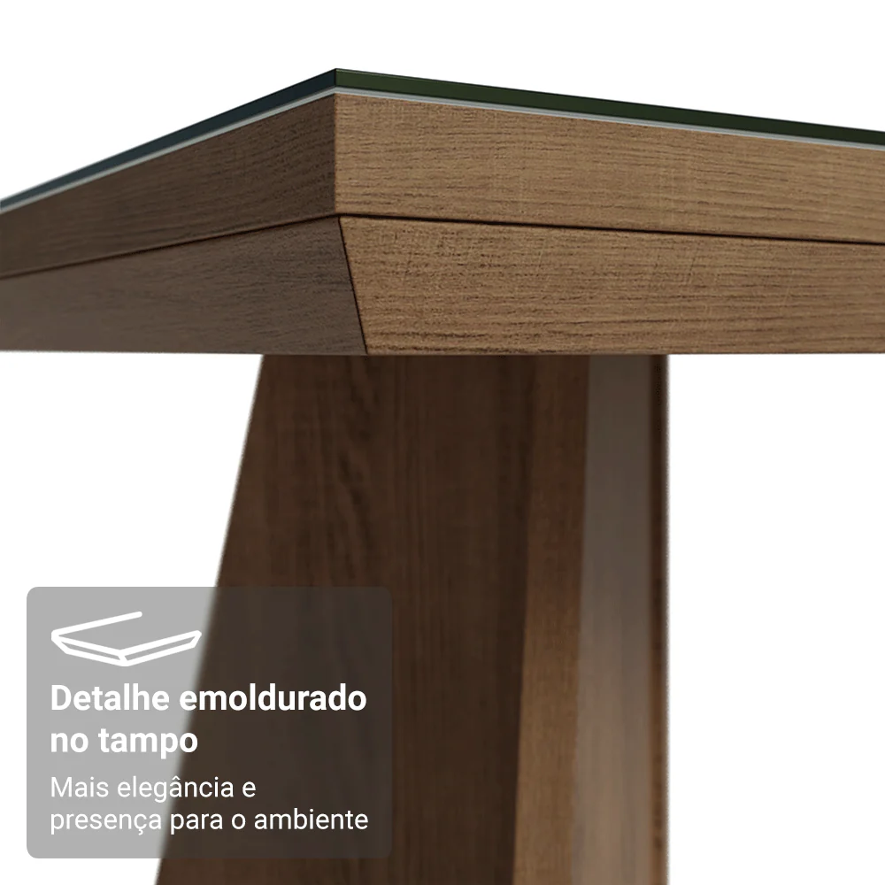 Mesa de Jantar Retangular Tampo com Moldura e Vidro Sobreposto Rustic/Preto 5389 Madesa - Image 6