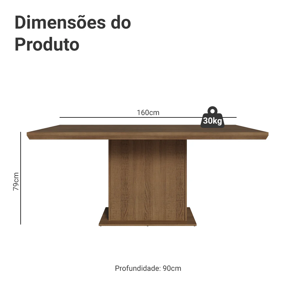 Mesa de Jantar Retangular Tampo com Moldura Rustic 5275 Madesa - Image 2