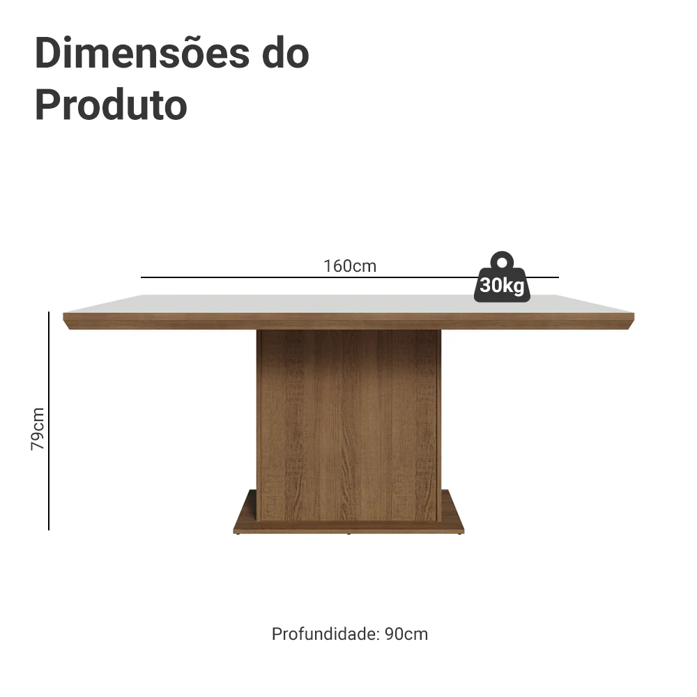 Mesa de Jantar Retangular Tampo com Moldura Rustic/Branco 5275 Madesa - Image 2