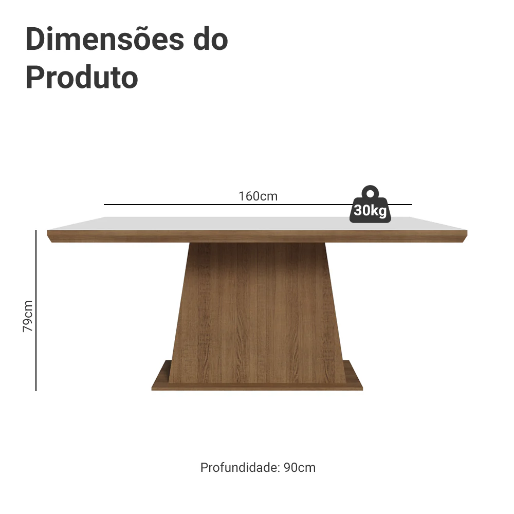 Mesa de Jantar Retangular Tampo com Moldura Rustic/Branco 5364 Madesa - Image 2