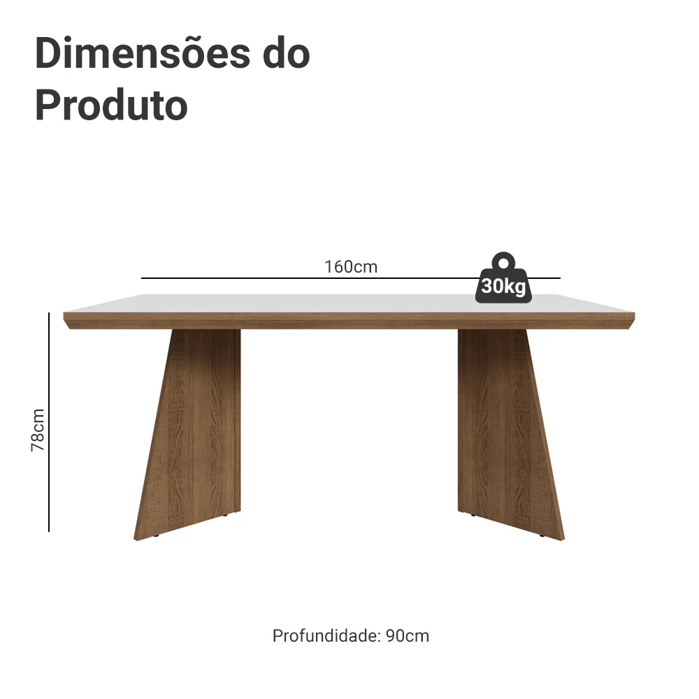 Mesa de Jantar Retangular Tampo com Moldura Rustic/Branco 5389 Madesa - Image 2