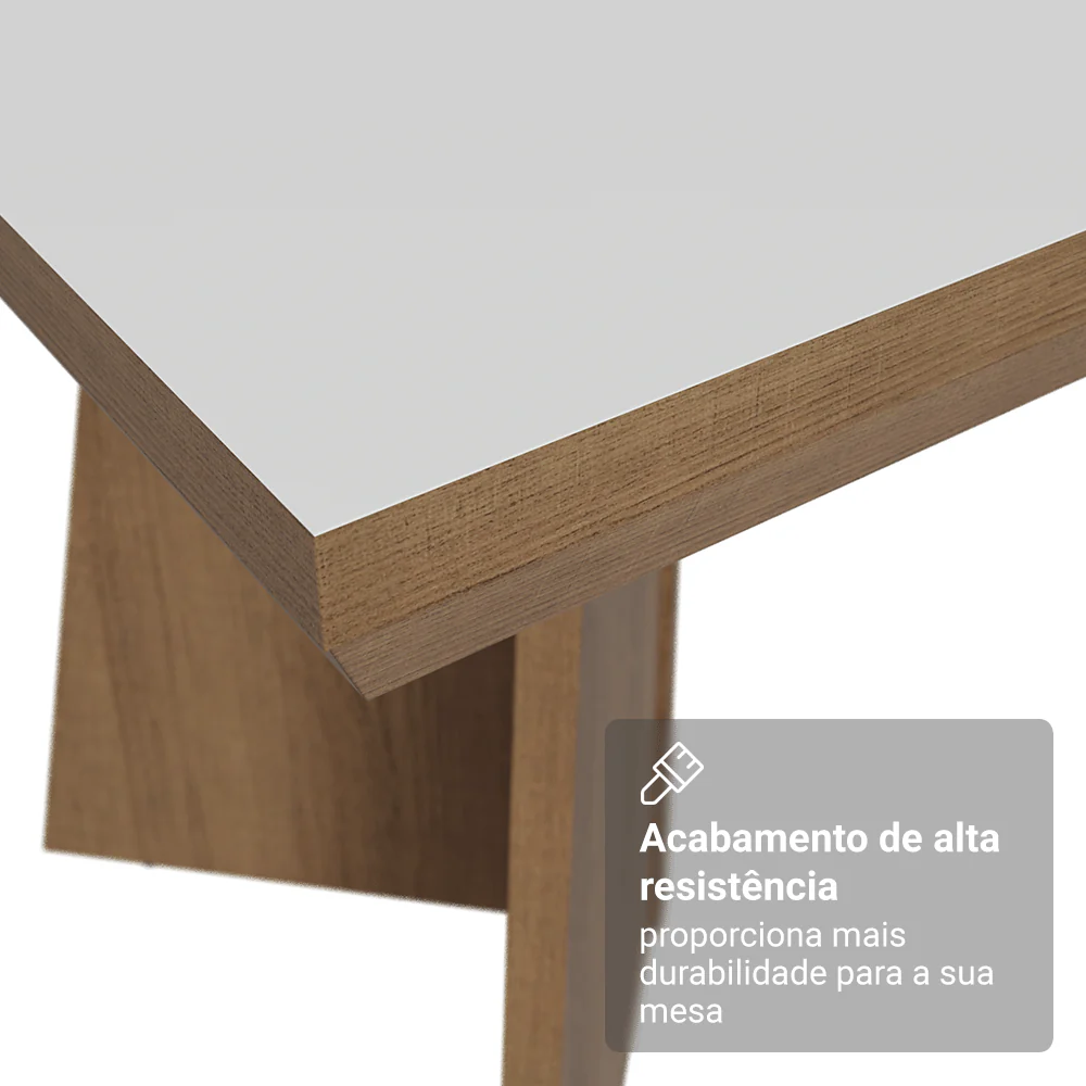 Mesa de Jantar Retangular Tampo com Moldura Rustic/Branco 5389 Madesa - Image 5
