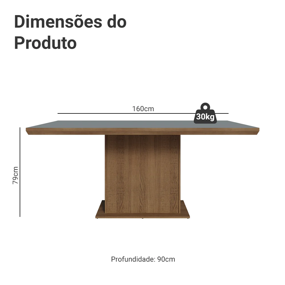 Mesa de Jantar Retangular Tampo com Moldura Rustic/Cinza 5275 Madesa - Image 2