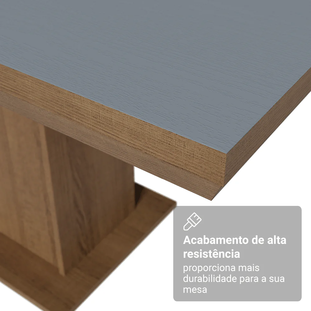 Mesa de Jantar Retangular Tampo com Moldura Rustic/Cinza 5275 Madesa - Image 5