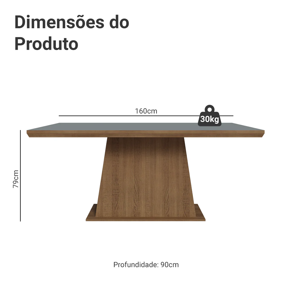 Mesa de Jantar Retangular Tampo com Moldura Rustic/Cinza 5364 Madesa - Image 2