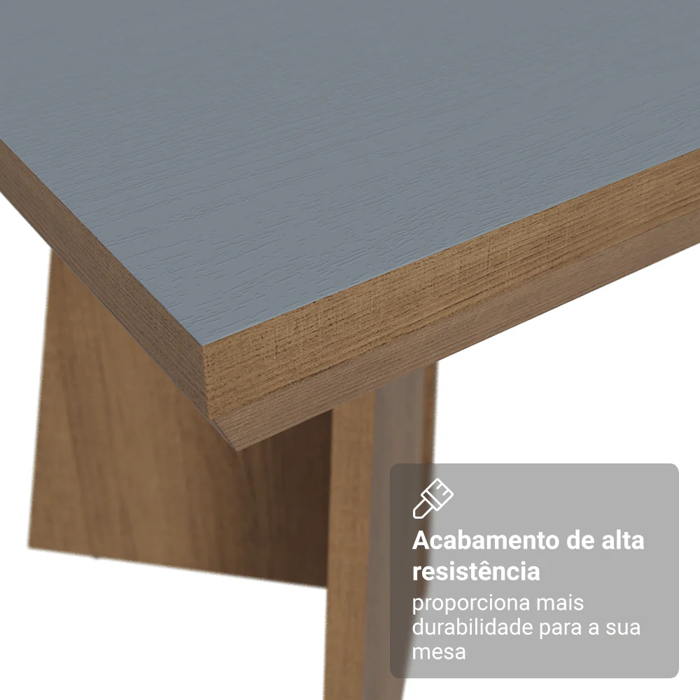 Mesa de Jantar Retangular Tampo com Moldura Rustic/Cinza 5389 Madesa - Image 5
