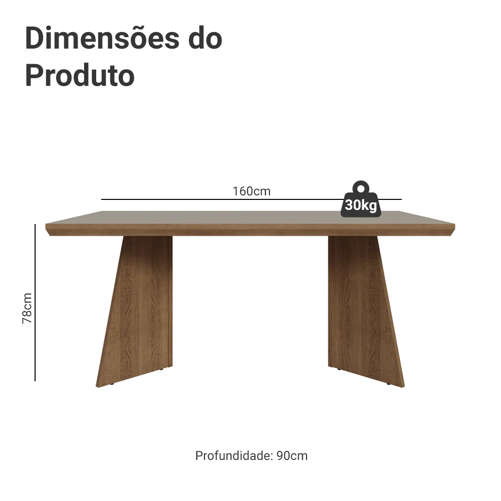 Mesa de Jantar Retangular Tampo com Moldura Rustic/Crema 5389 Madesa - Image 2