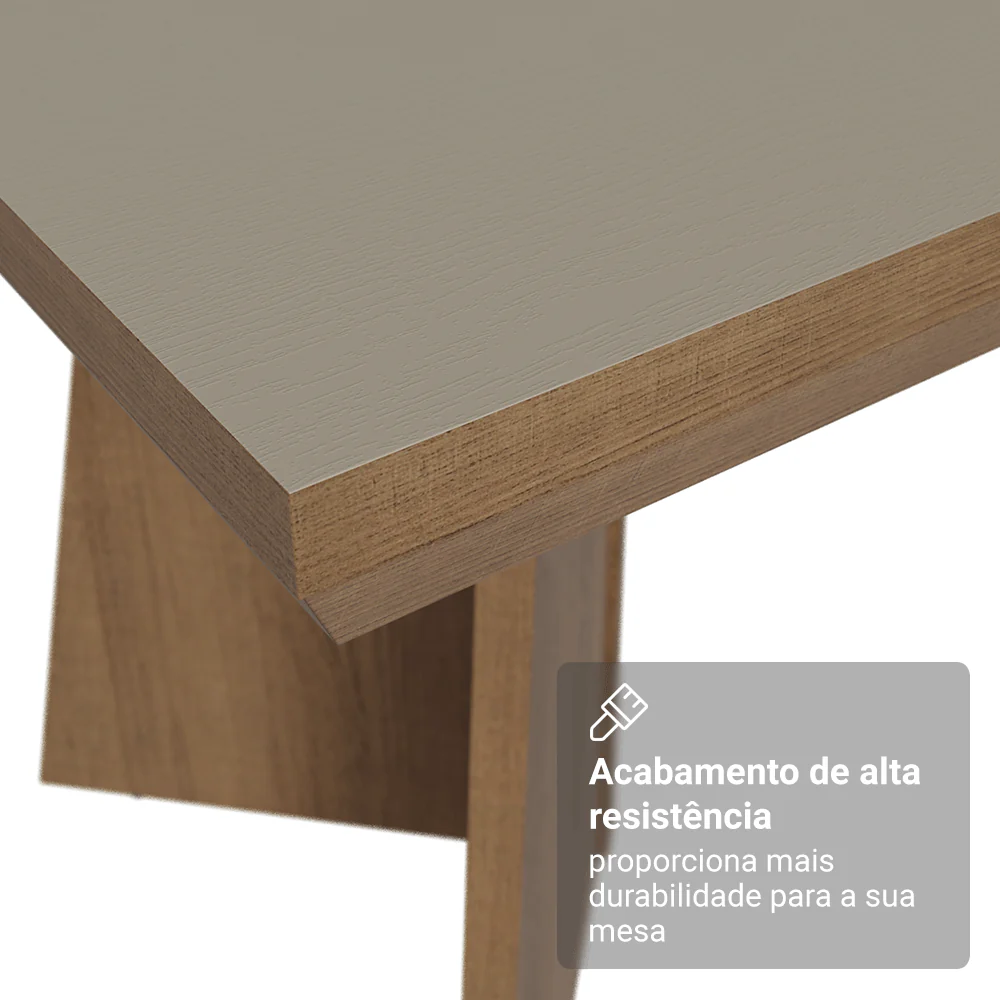 Mesa de Jantar Retangular Tampo com Moldura Rustic/Crema 5389 Madesa - Image 5