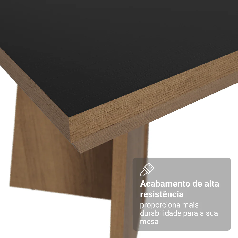 Mesa de Jantar Retangular Tampo com Moldura Rustic/Preto 5389 Madesa - Image 5