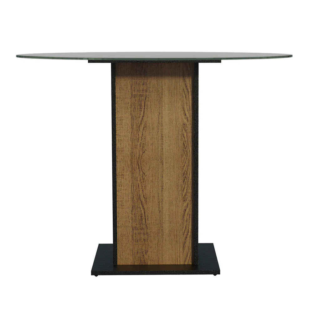 Mesa de Jantar Redonda Madesa 5324 com Tampo de Vidro Preto/Rustic - Image 2