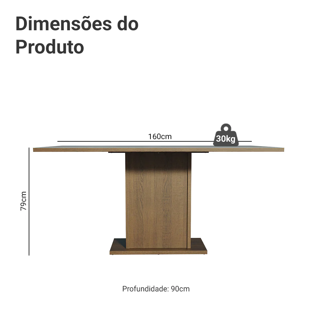 Mesa de Jantar Retangular Tampo de Madeira Rustic/Cinza 5275 Madesa - Image 2