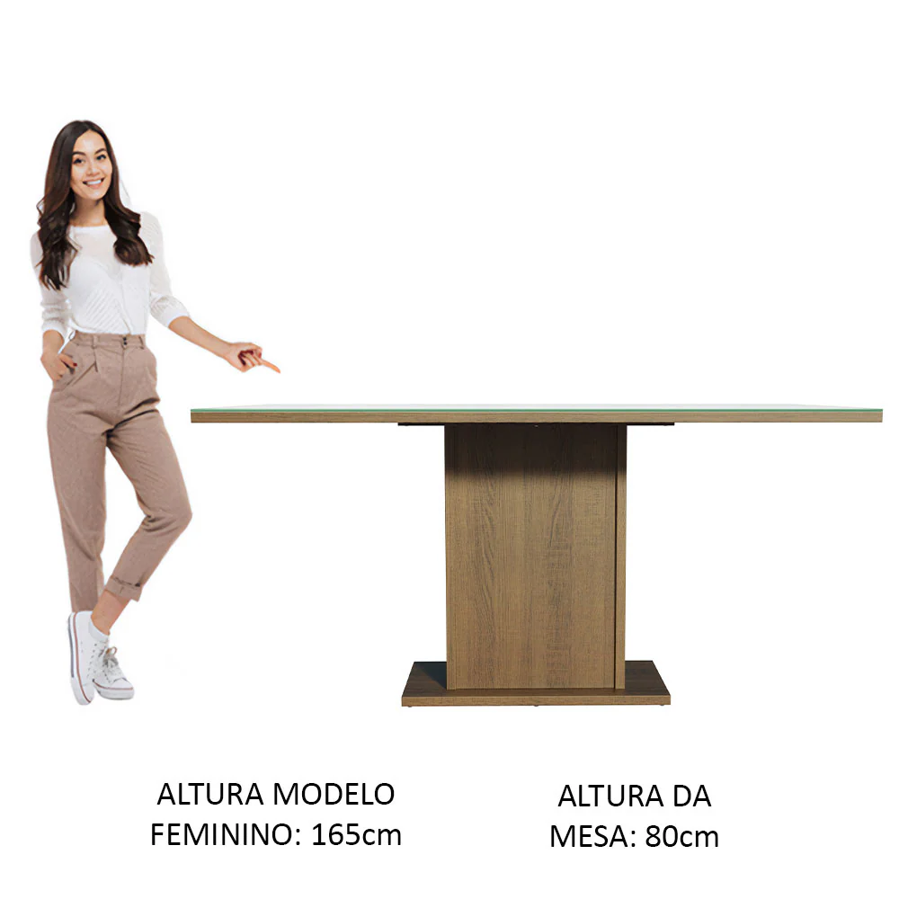 Mesa de Jantar Retangular Tampo de Vidro Rustic/Cinza 5275 Madesa - Image 4