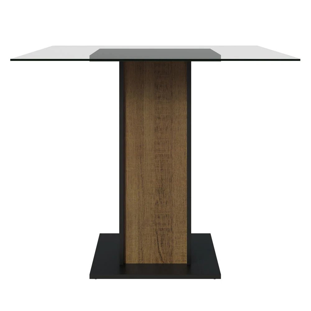 Mesa de Jantar Madesa Quadrada com Tampo de Vidro 5332A Preto/Rustic - Image 4