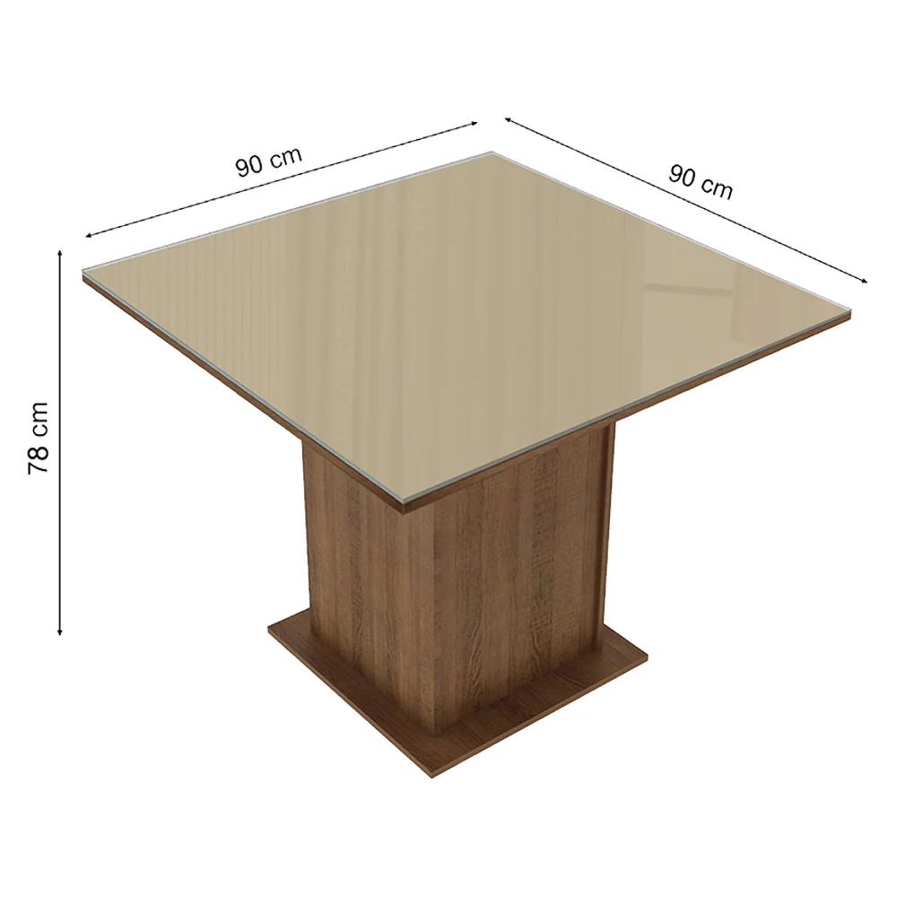 Mesa de Jantar Madesa Quadrada Tampo de Vidro 5363 Rustic/Crema - Image 2