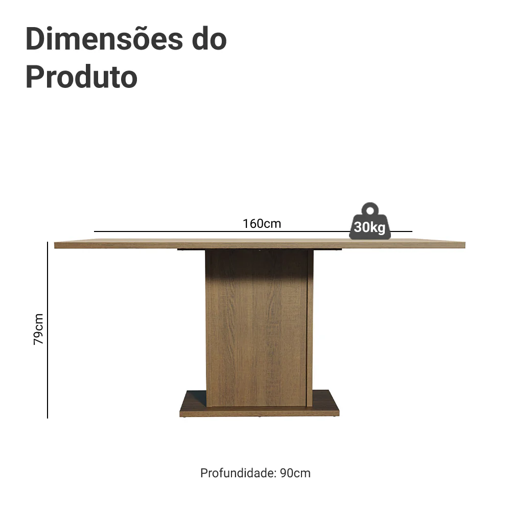Mesa de Jantar Retangular Tampo de Madeira Rustic/Crema 5275 Madesa - Image 2