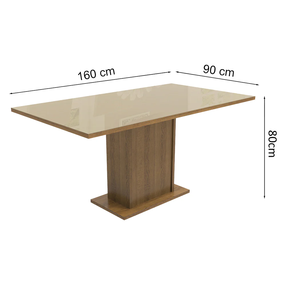 Mesa de Jantar Retangular Tampo de Vidro Rustic/Crema 5275 Madesa - Image 2