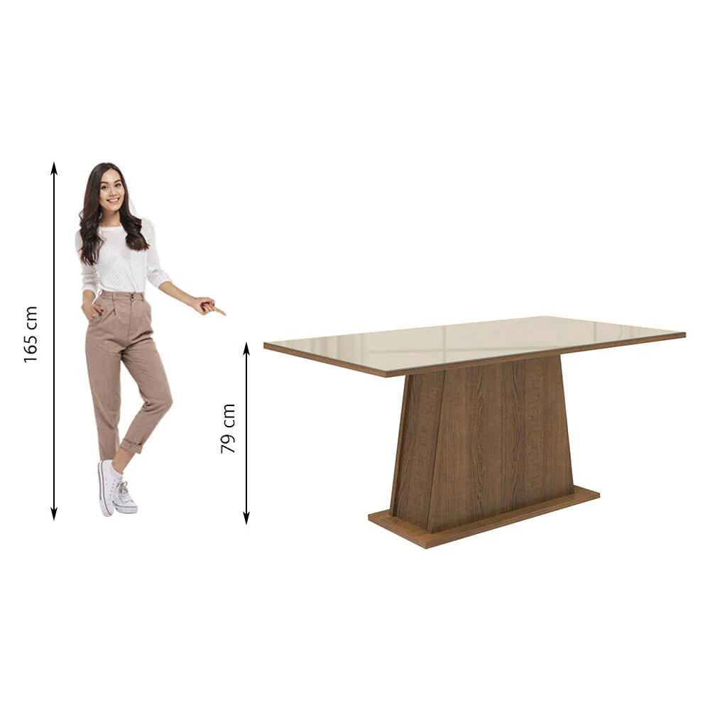Mesa de Jantar Madesa Retangular Tampo de Vidro 5364 Rustic/Crema - Image 3