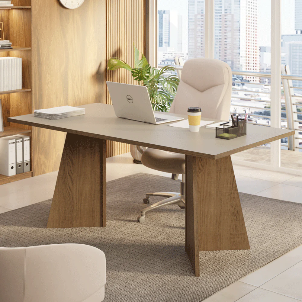 Mesa para Escritório Diretor Presidente 180cm Rustic/Crema 5388 Madesa
