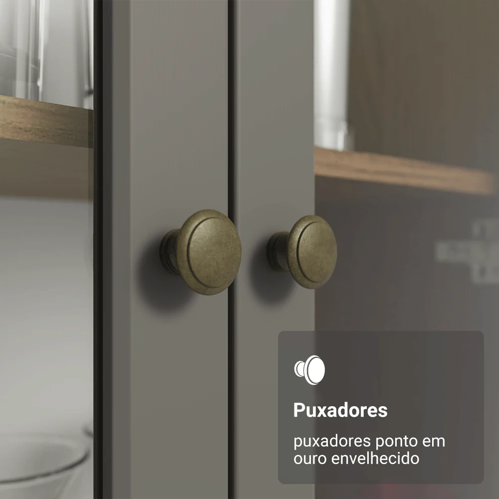 Módulo Cristaleira 70 cm 2 Portas de Vidro Rustic/Cinza Vik Madesa - Image 6